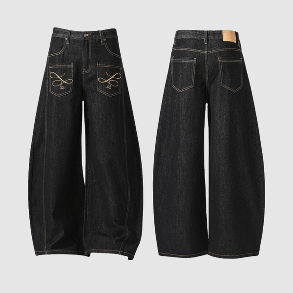 Embroidery Wide-Leg Jeans