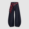Grunge Flannel Wide-Leg Jeans