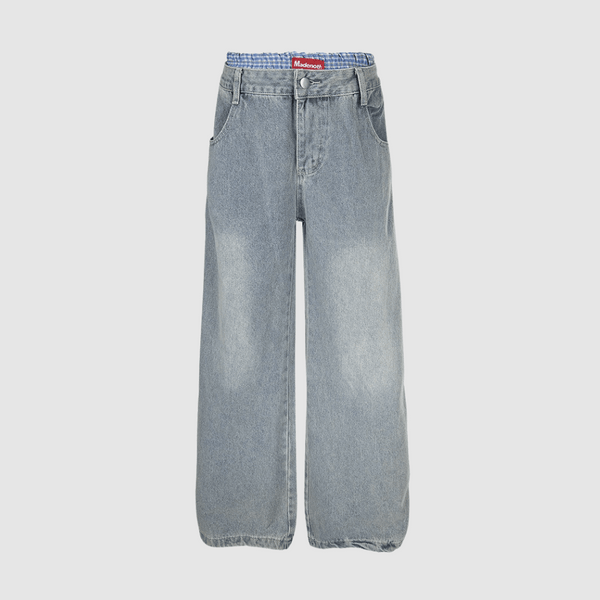 Dual Waist Baggy Denim Jeans