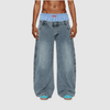 Dual Waist Baggy Denim Jeans
