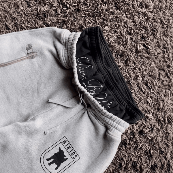 Dual Waist Embroidery Print Sweatpants
