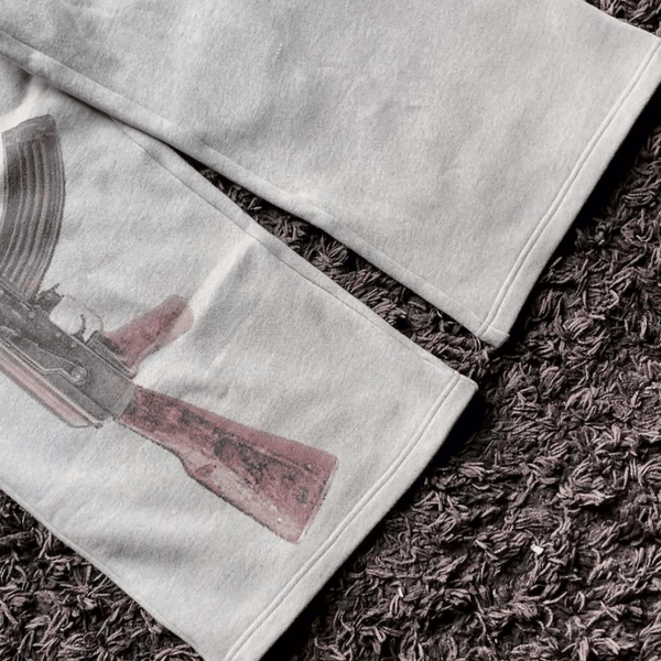 Dual Waist Embroidery Print Sweatpants