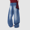 Grunge Flannel Wide-Leg Jeans