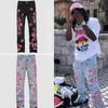 Embroidery Flowers Ripped Jeans